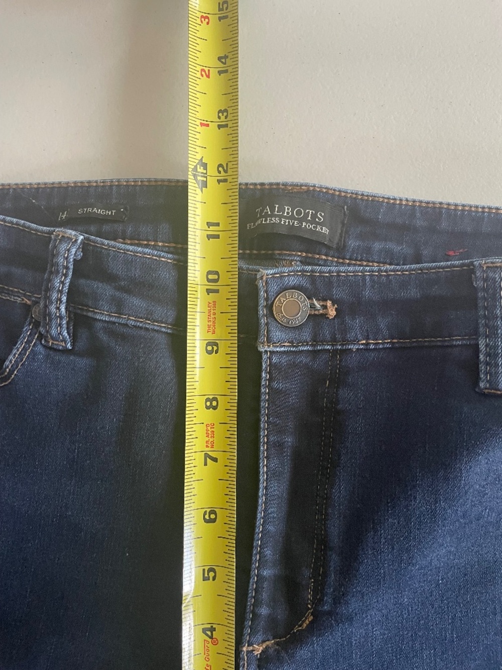 Talbots Flawless Five-Pocket Straight-leg Jeans Dark Wash Denim in Size 14 - Picture 8 of 10